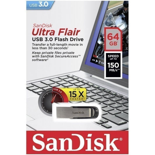 SanDisk 64GB Cruzer Ultra Flair USB 3.0 150MB/s Flash Mini Pen Drive Fast SDCZ73