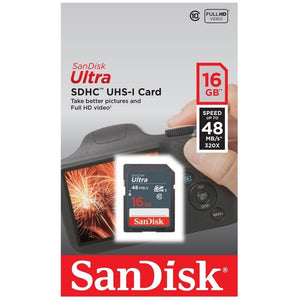 SanDisk Ultra 16 GB SDHC SDXC SD Class 10 48MB/s 320x Flash Memory Card Camera