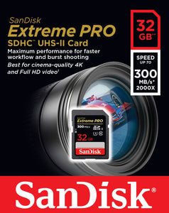 SanDisk 32GB SDHC Extreme Pro UHS-II U3 300MB/s 4K Class 10 SD Card Camera 2000x