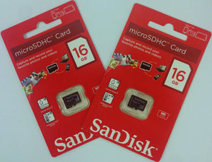 SanDisk Lot of 2x 16GB = 32GB Class 4 micro SD SDHC microSD HC Memory Flash Card